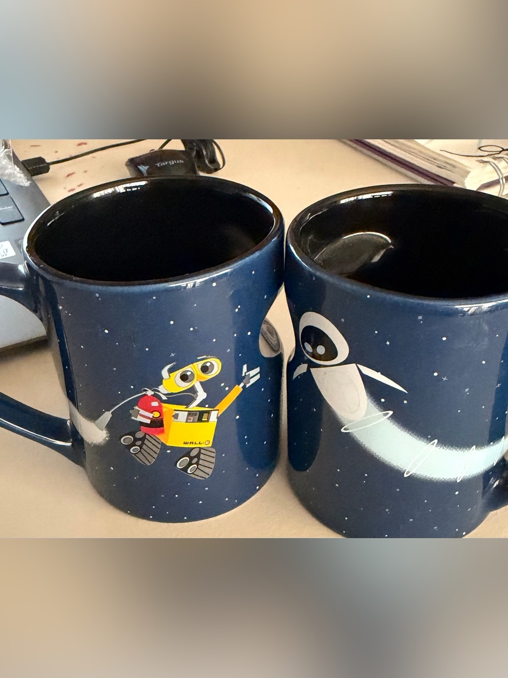 Disney Parks Exclusive Pixar WALL-E & E.V.E. Set of 2 Interlocking Heart Mugs